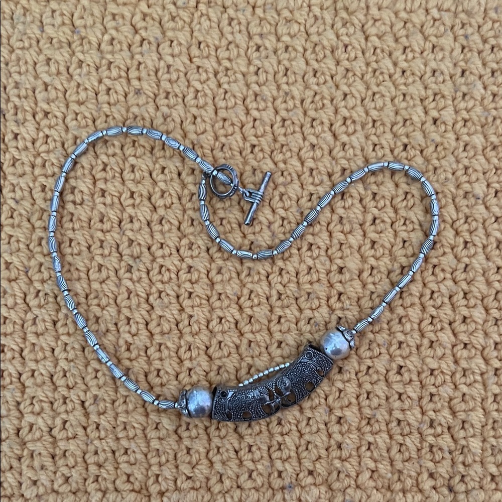 Elegant Silver Beaded Necklace
